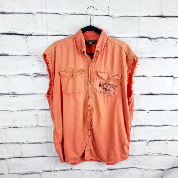 Biker Wear Sleeveless Denim Vest Button Down 2XL - Picture 2 of 8